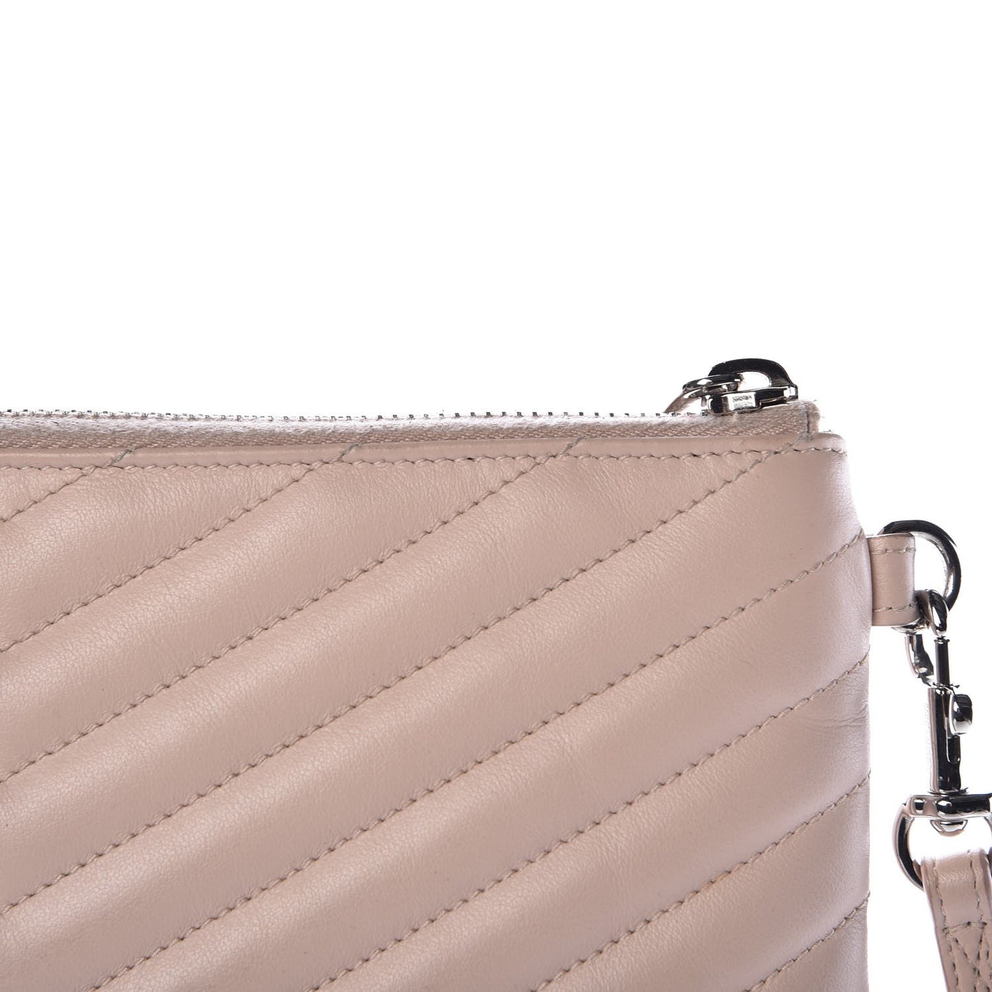 Calfskin Matelasse Chevron Monogram A5 Wristlet Rose Poudre