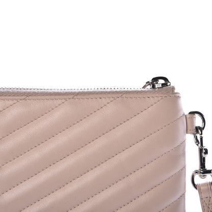Saint Laurent Calfskin Matelasse Chevron Monogram A5 Wristlet Rose Poudre 9 of 13