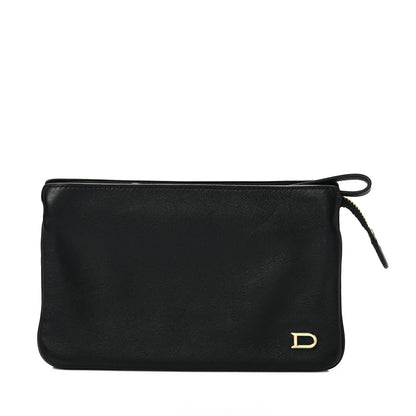 Delvaux Grained Calfskin Triple Wristlet Pouch Black 1 of 6