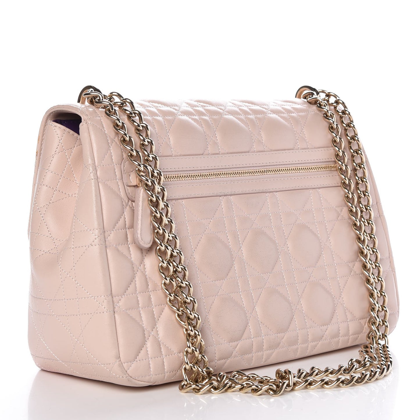 Lambskin Cannage Large Miss Dior Flap Rose Poudre
