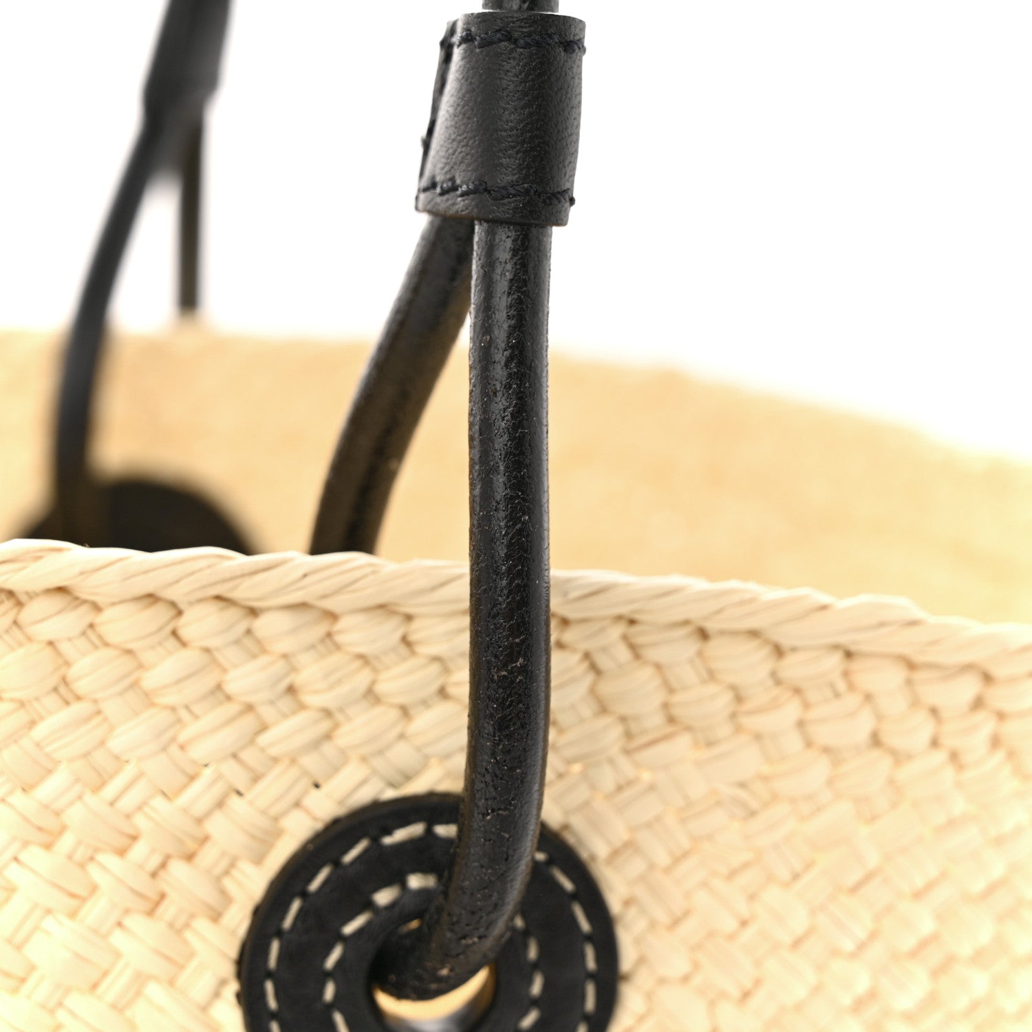 Loewe Calfskin Raffia Paulas Ibiza Small Anagram Basket Tote Bag Natural Black 14 of 14
