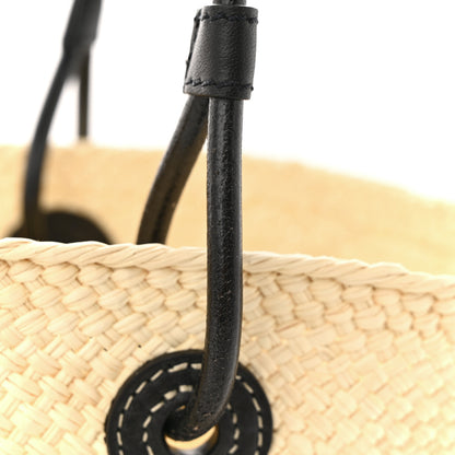 Loewe Calfskin Raffia Paulas Ibiza Small Anagram Basket Tote Bag Natural Black 14 of 14