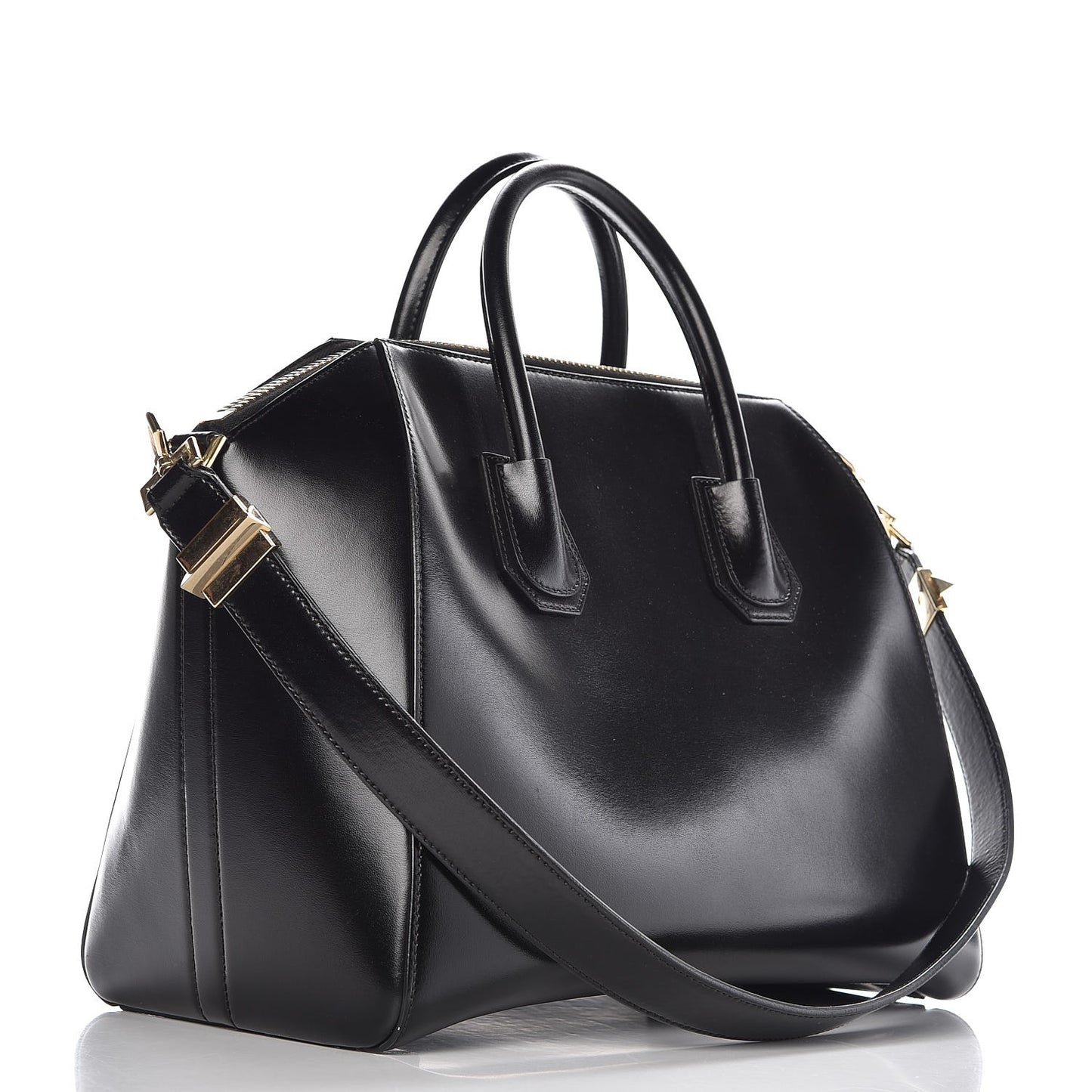 Shiny Lord Calfskin Medium Antigona Black