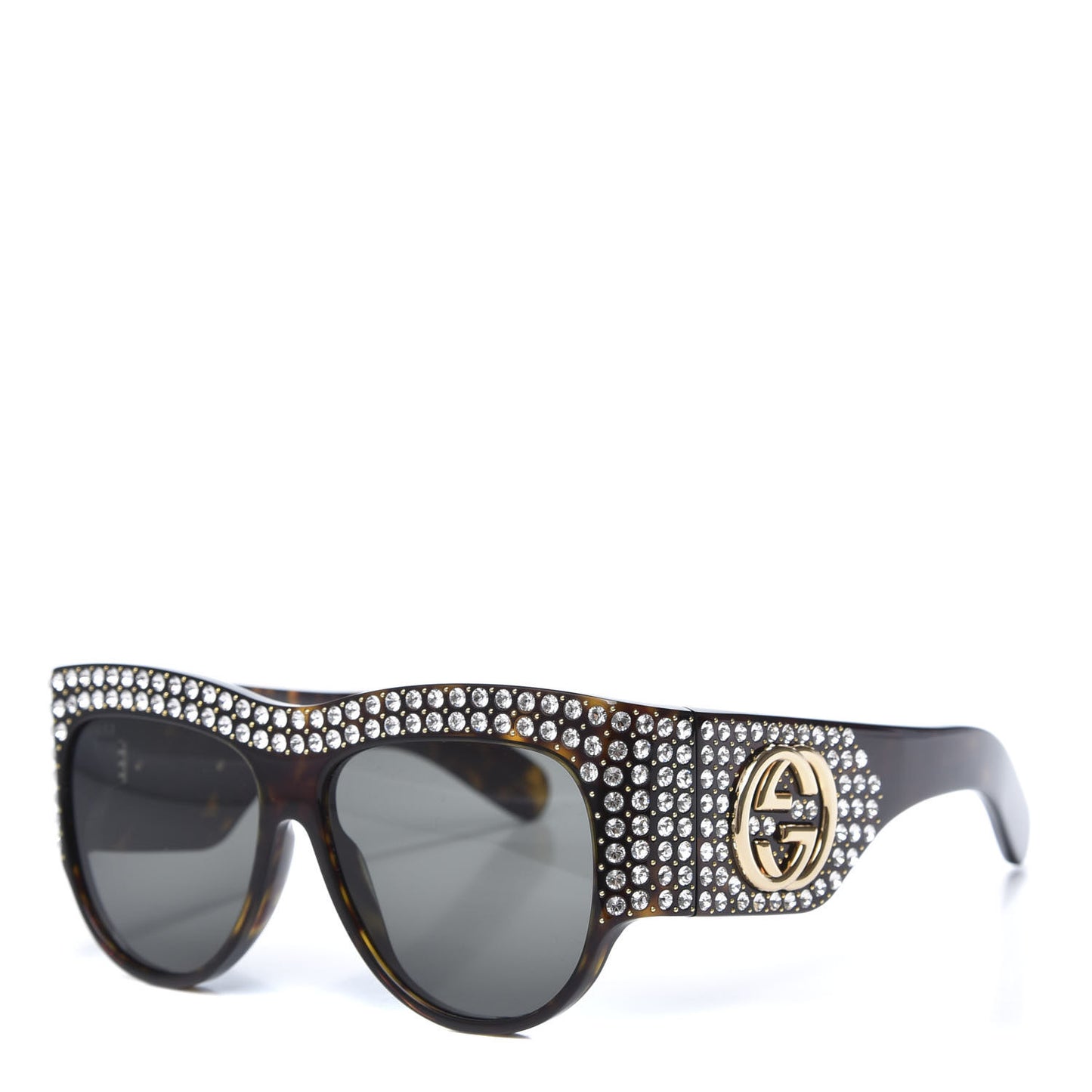 Acetate Crystal Oversize Hollywood Forever Sunglasses GG0144S Tortoiseshell