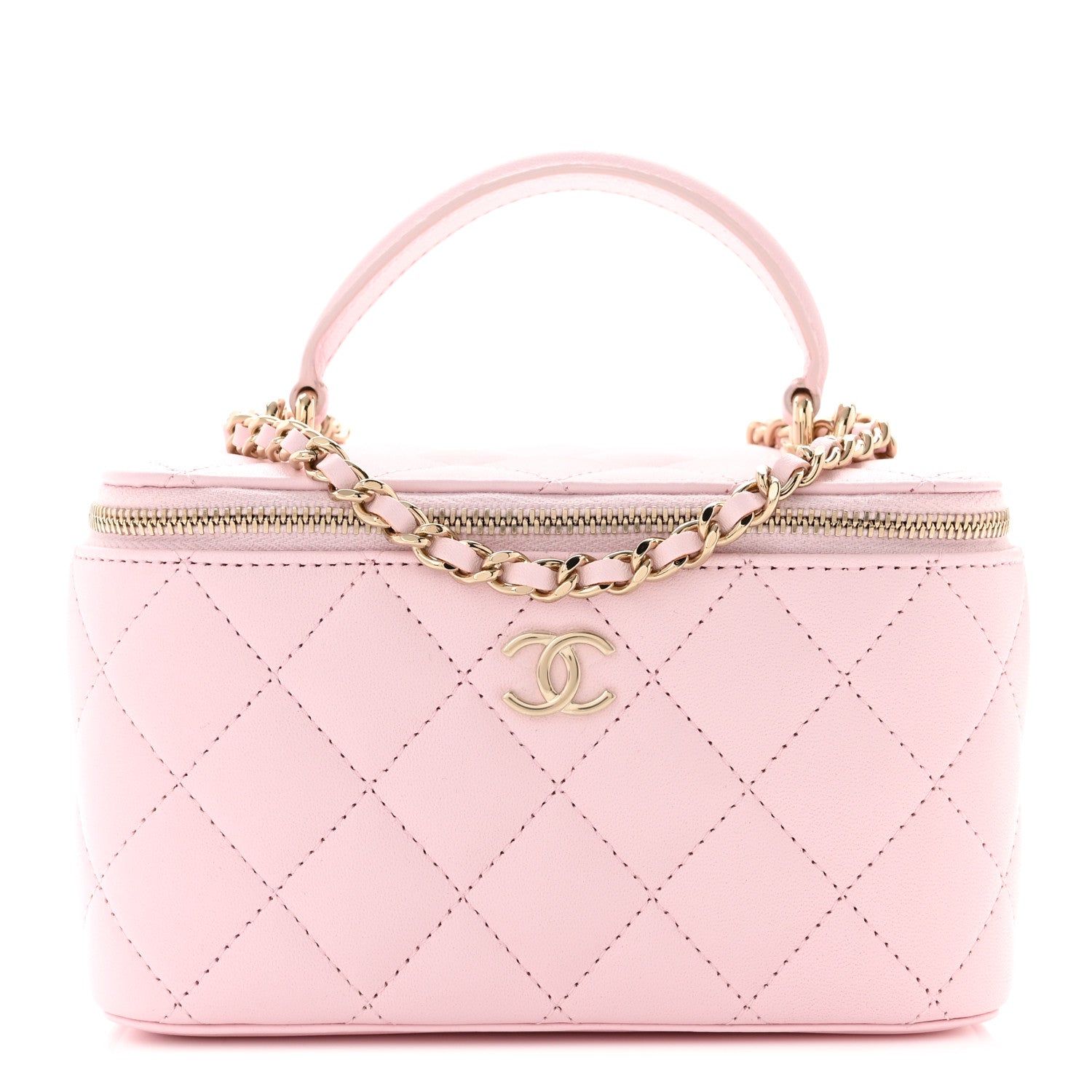 Chanel Lambskin Quilted Small Top Handle Vanity Case With Chain Light Pink 1 of 10