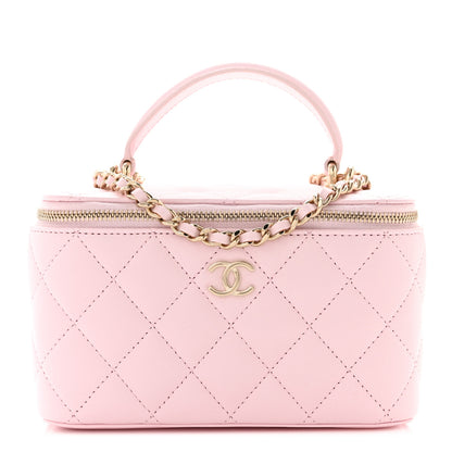 Chanel Lambskin Quilted Small Top Handle Vanity Case With Chain Light Pink 1 of 10