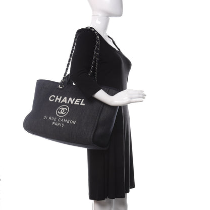 Chanel Denim Medium Deauville Tote Dark Blue 2 of 10