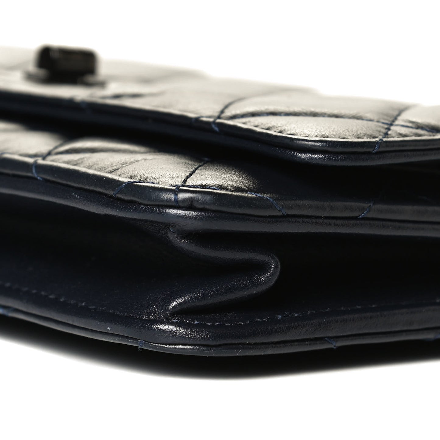 Aged Calfskin Quilted Reissue Wallet On Chain WOC Navy