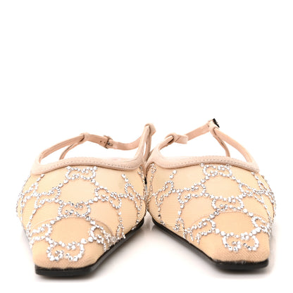 Gucci Suede Mesh Crystal GG Monogram Slingback Ballet Flats 36.5 Light Powder Skin Rose 3 of 9