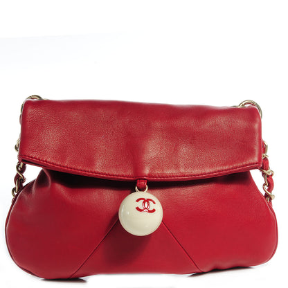 Chanel Lambskin Coco Ball Fold Over Bag Red 1 of 7