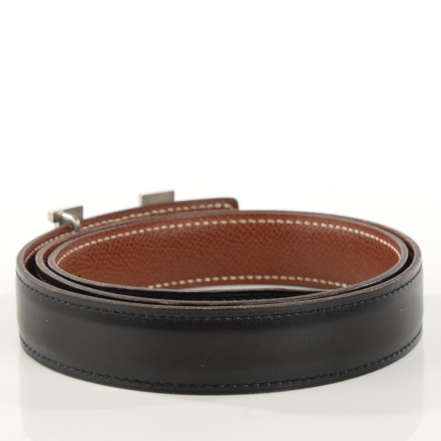 Box Courchevel 18mm H Belt 76 Noir Cognac