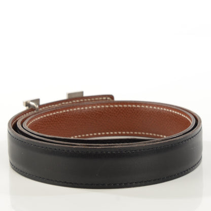 Hermes Box Courchevel 18mm H Belt 76 Noir Cognac 3 of 9