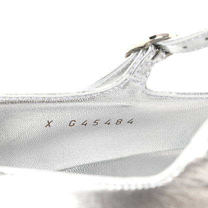 Chanel Laminated Calfskin Grosgrain Mary Janes Flats 40 Silver Black 8 of 9