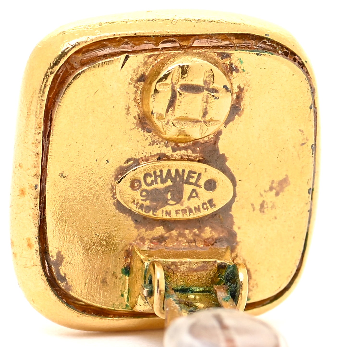 Metal Resin CC Square Clip On Earrings