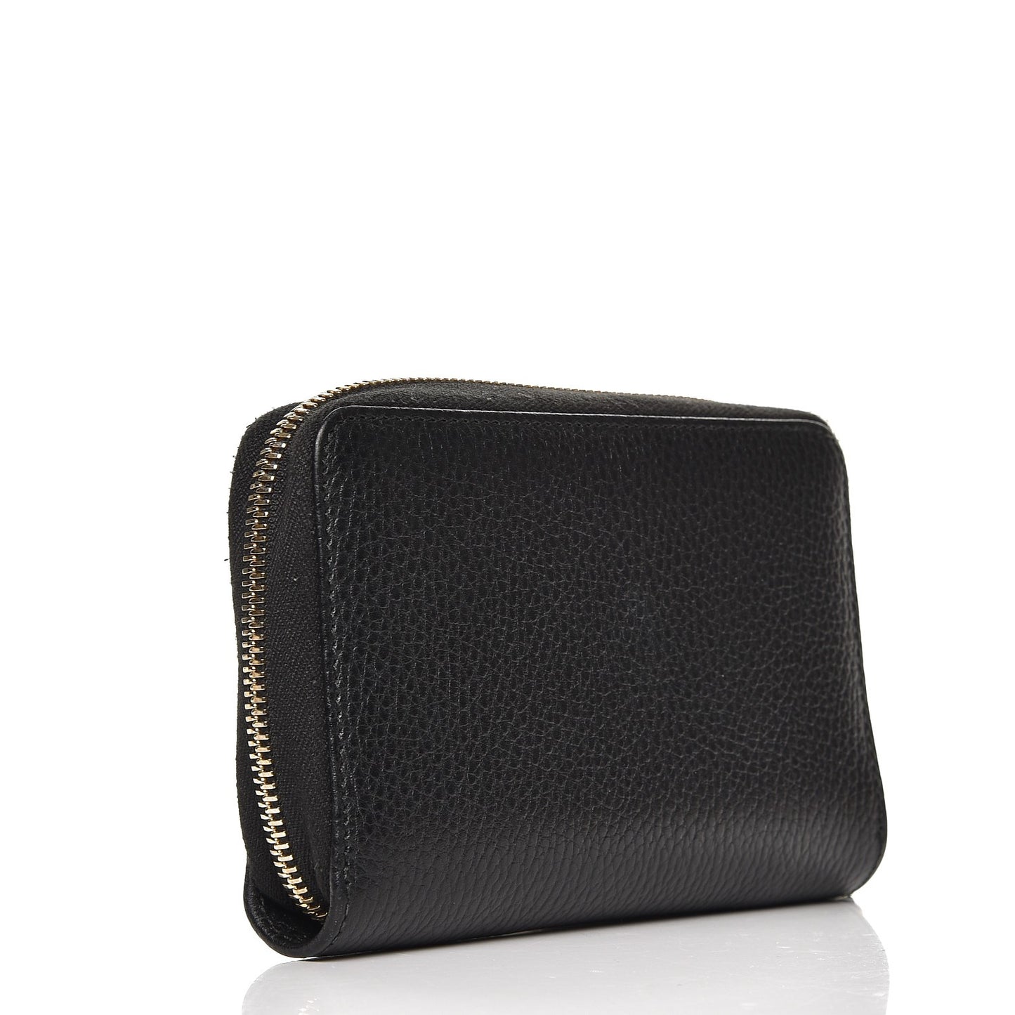 Pebbled Calfskin Zip Around Wallet Black