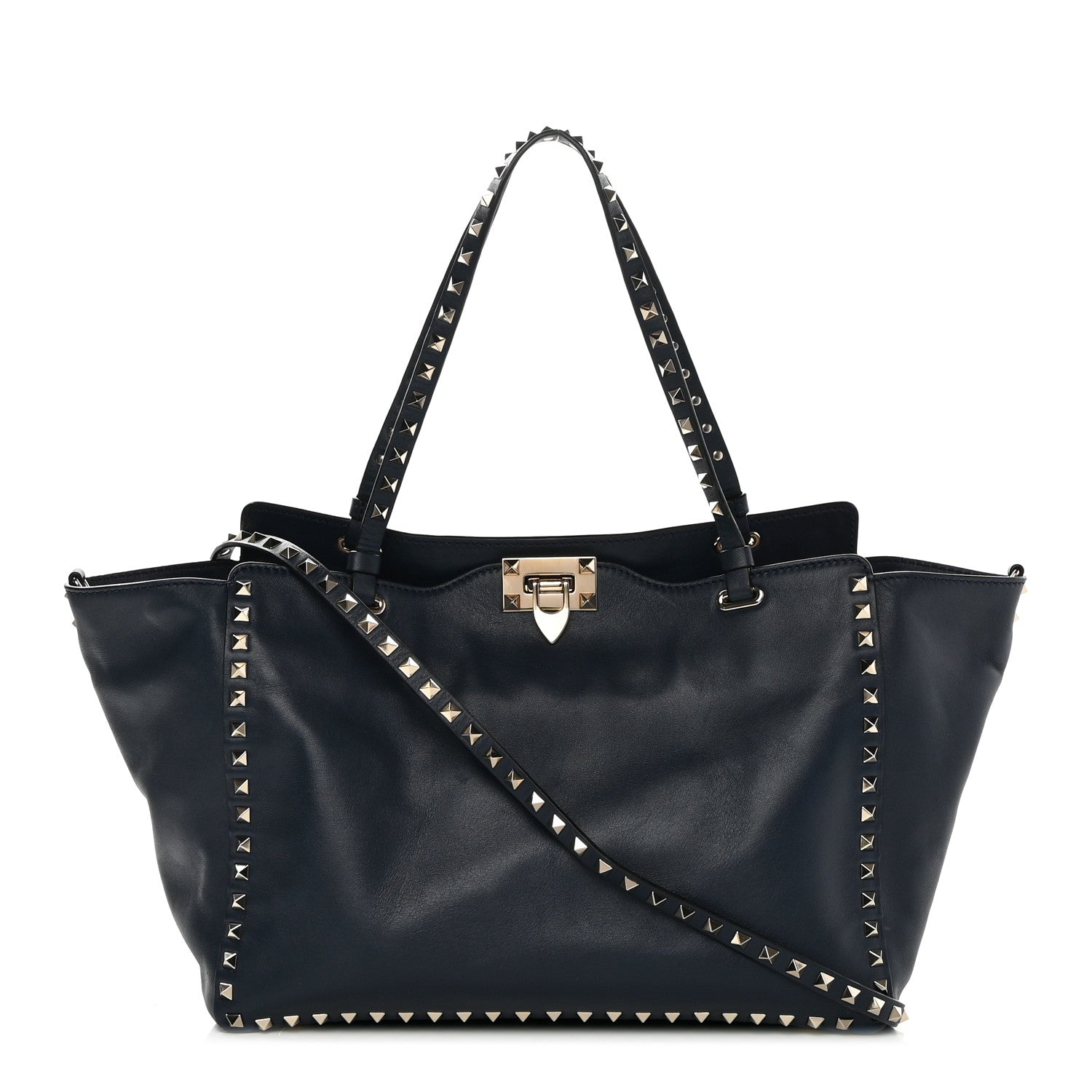 Valentino Garavani Vitello Medium Rockstud Tote Marine 1 of 16