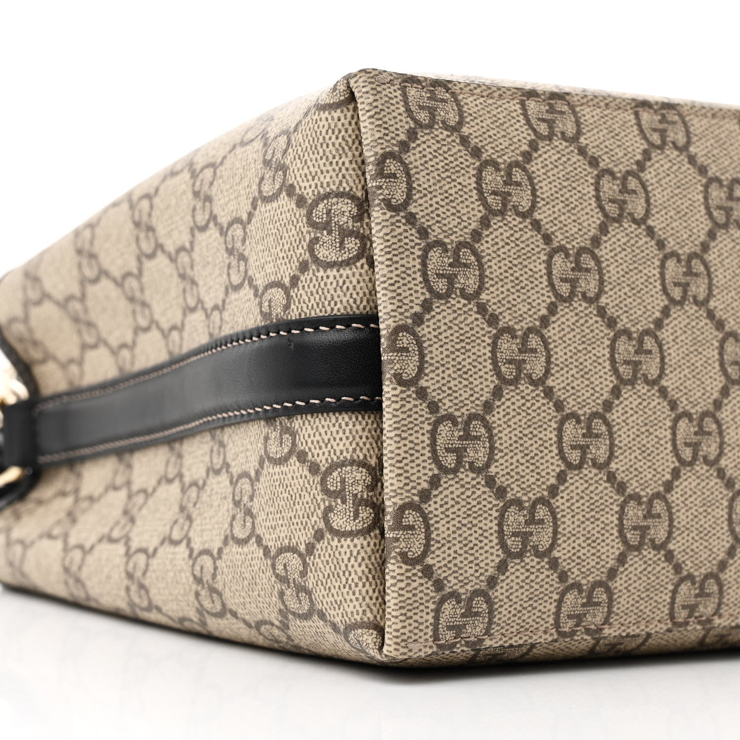 Gucci GG Supreme Monogram Emblem Mini Bucket Bag Beige Dark Brown Black 10 of 12