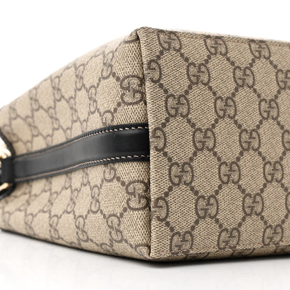 Gucci GG Supreme Monogram Emblem Mini Bucket Bag Beige Dark Brown Black 10 of 12