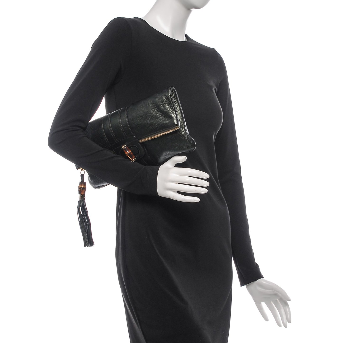 Calfskin Lucy Folded Clutch Dark Green