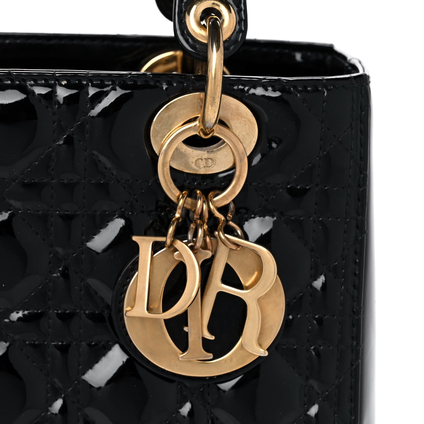 Patent Cannage Medium Lady Dior Black