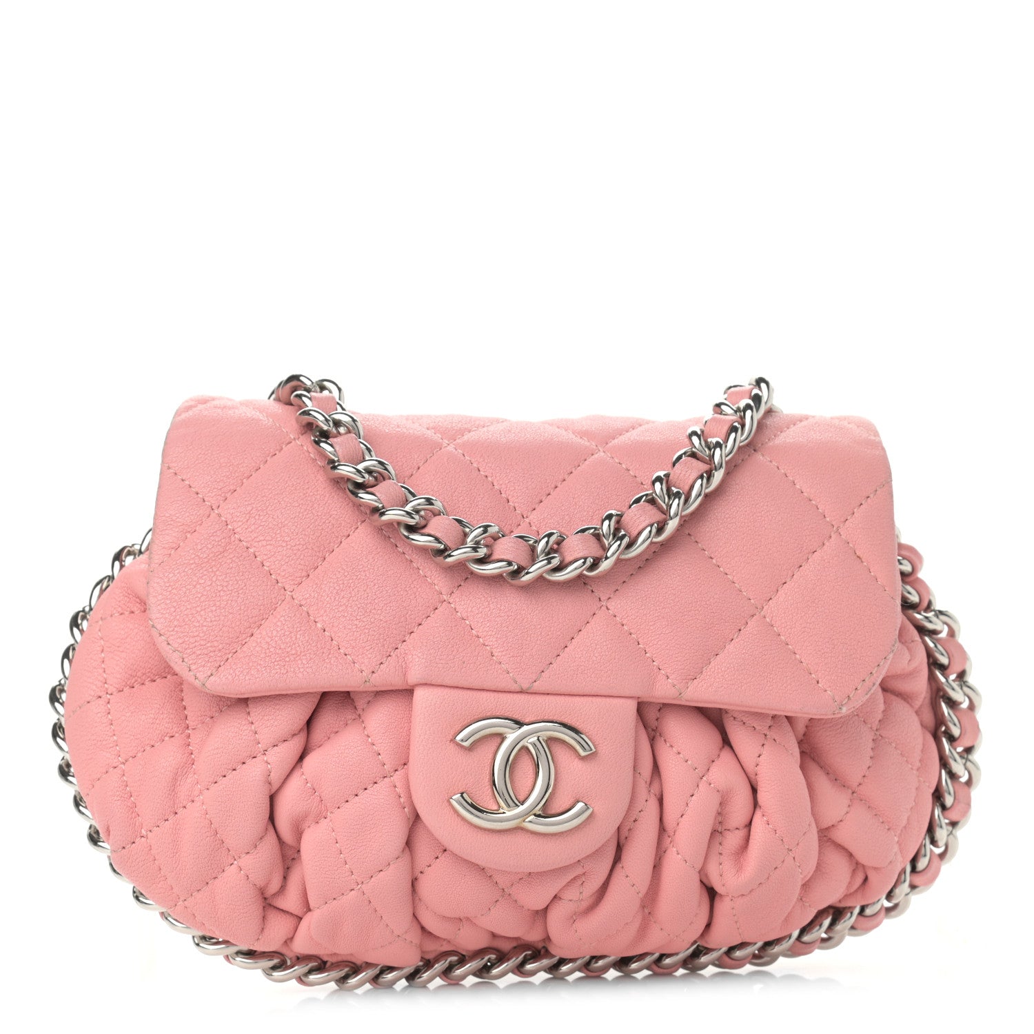 Chanel Washed Lambskin Quilted Mini Chain Around Messenger Pink 1 of 12