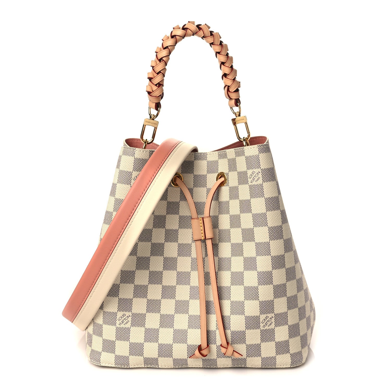 Louis Vuitton Damier Azur Braided Neonoe MM Peach Cream 1 of 7
