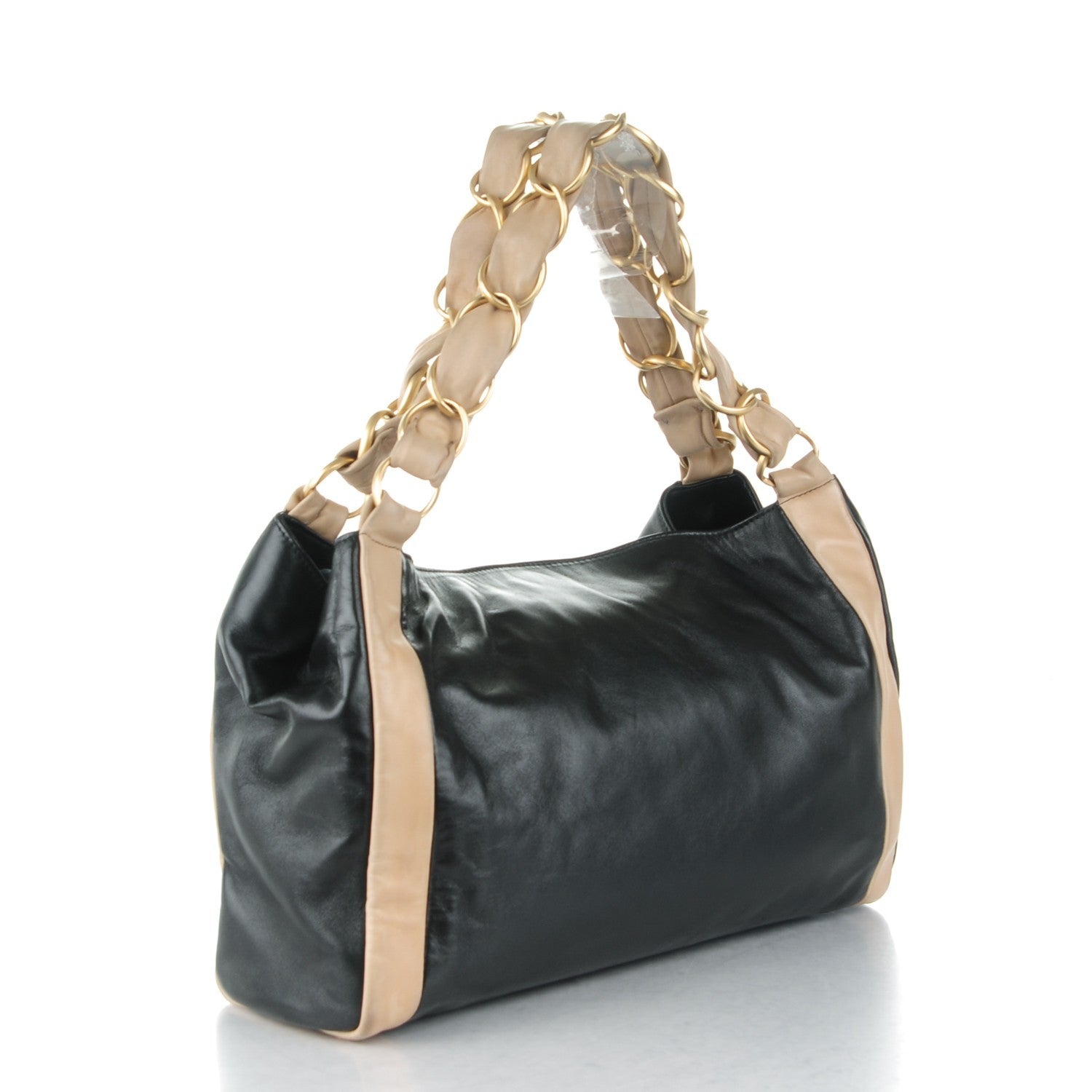 Chanel Lambskin Small Olsen Shoulder Bag Black Beige 3 of 7
