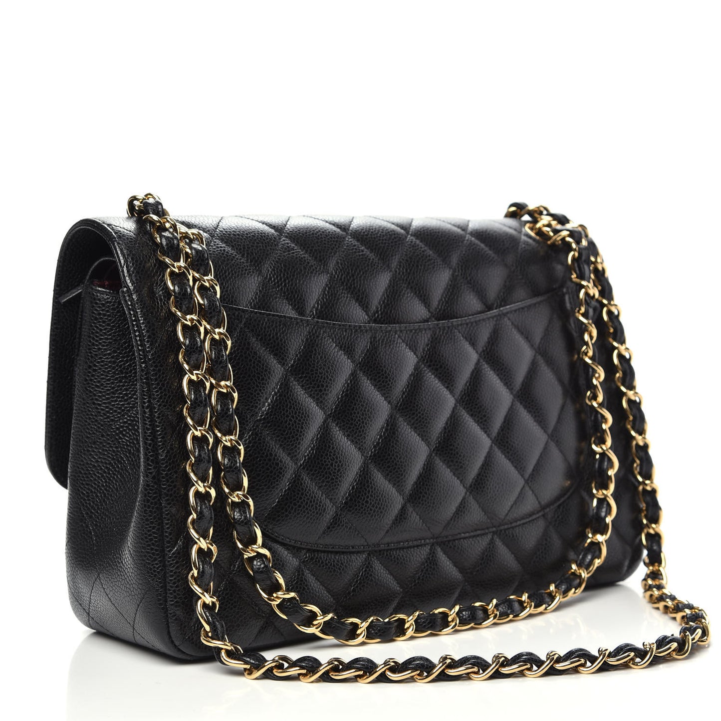 Caviar Quilted Jumbo Double Flap Black