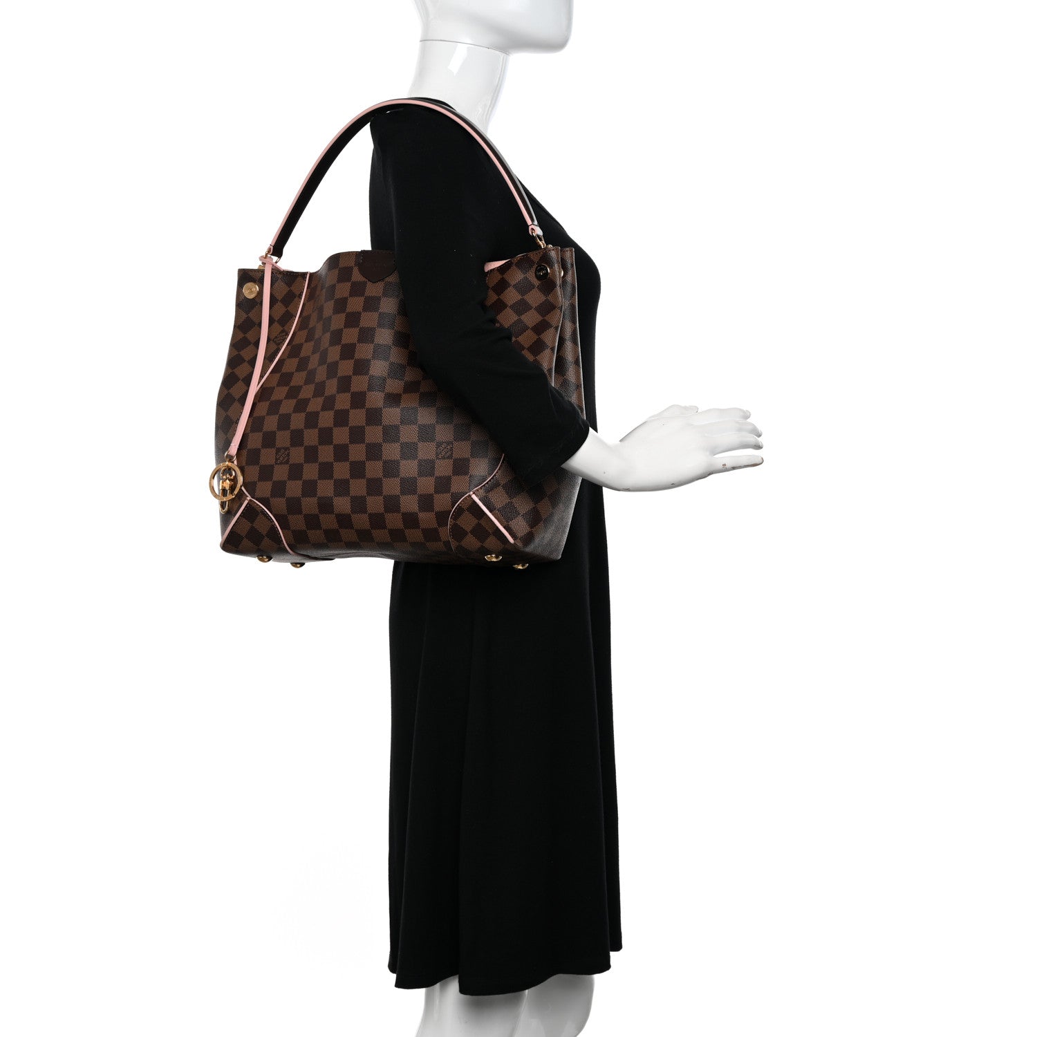 Louis Vuitton Damier Ebene Caissa Hobo Rose Ballerine 2 of 11
