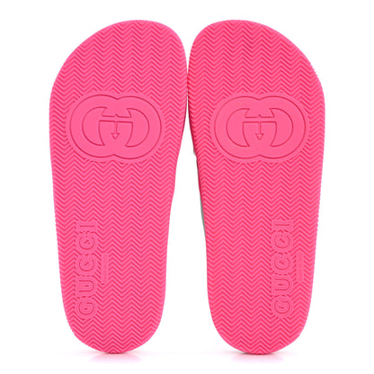 Gucci Rubber Web Womens Criss Cross Slide Sandals 39 Coral New Shamarock 6 of 10