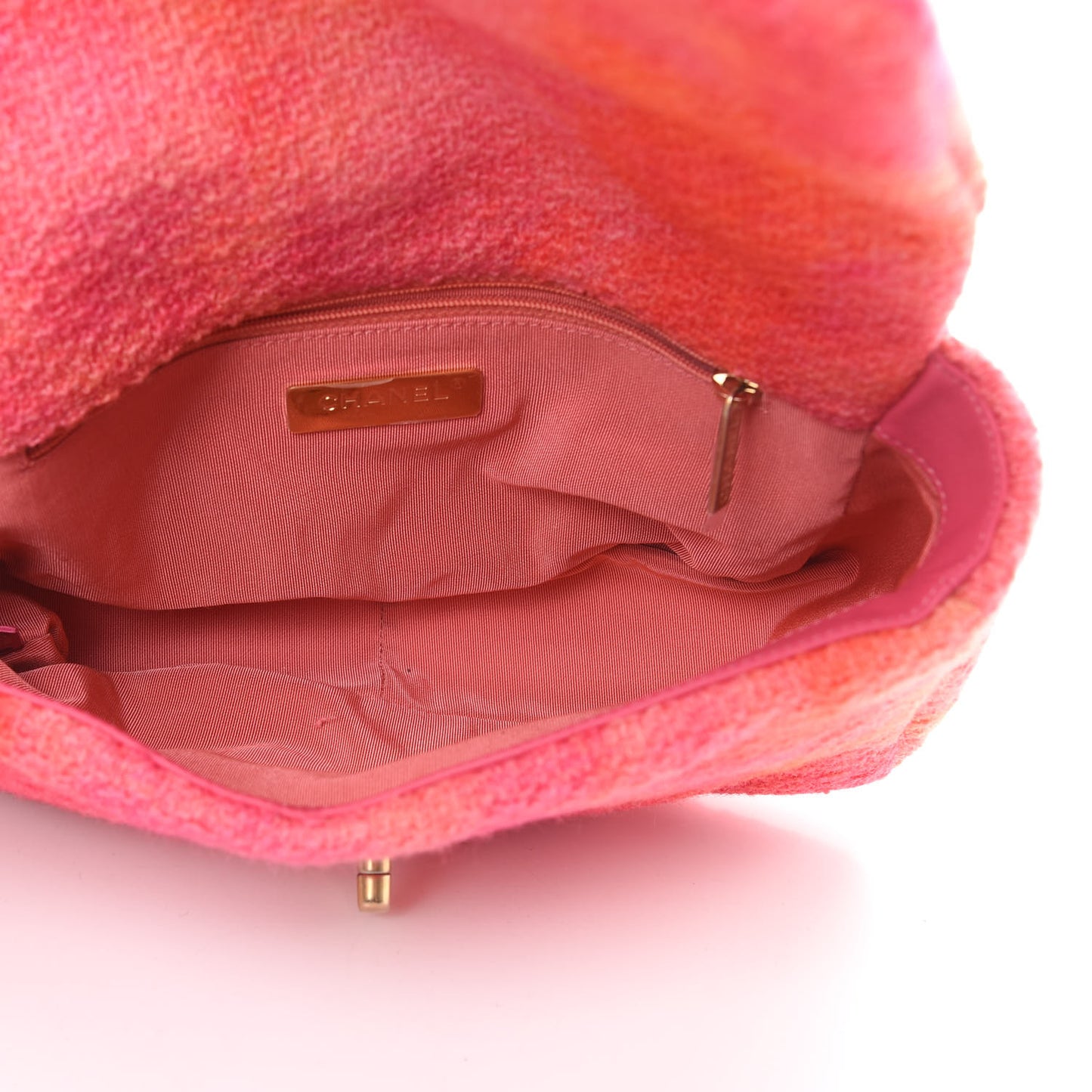 Tweed Quilted Medium Chanel 19 Flap Coral Pink