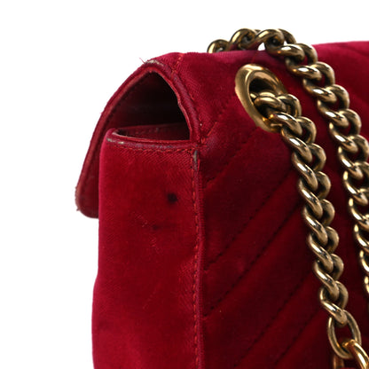 Gucci Velvet Matelasse Mini GG Marmont Shoulder Bag Hibiscus Red 14 of 17