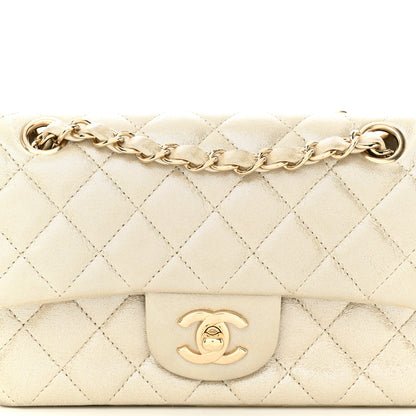 Chanel Iridescent Calfskin Quilted Mini Rectangular Flap Light Gold 8 of 11