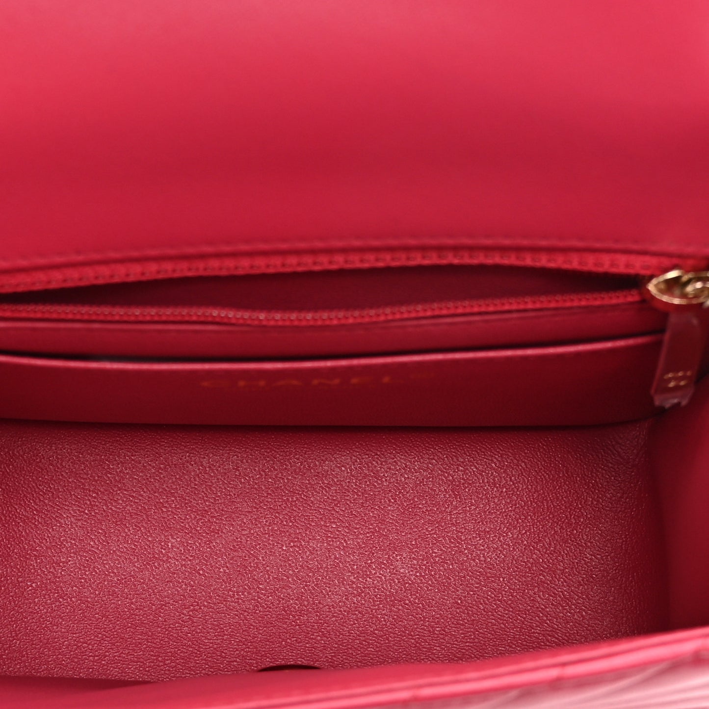 Lambskin Chevron Quilted Mini Square Flap Fuchsia