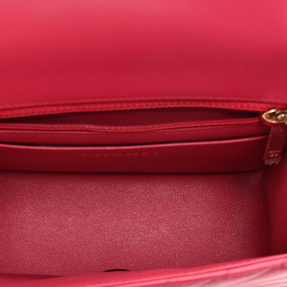 Chanel Lambskin Chevron Quilted Mini Square Flap Fuchsia 5 of 11