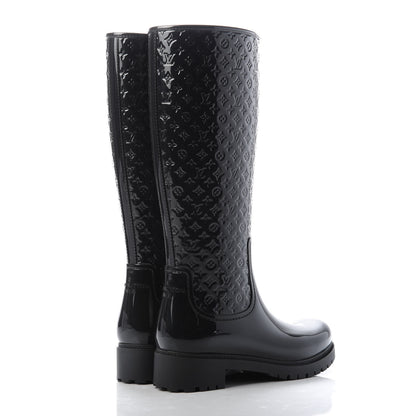 Louis Vuitton Rubber Embossed Monogram Splash Rain Boots 38 Black 4 of 9