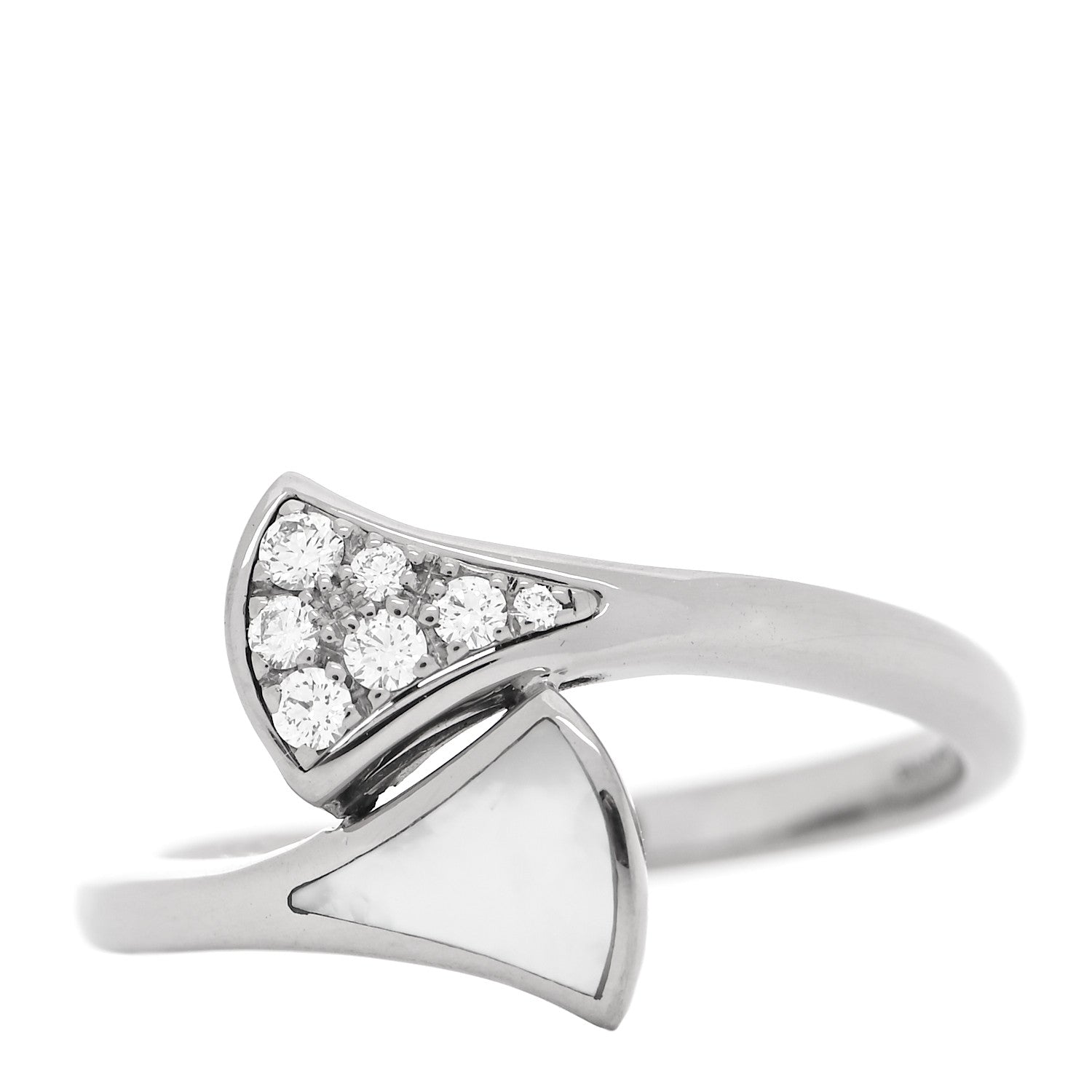 Bulgari 18K White Gold Diamond Mother of Pearl Divas' Dream Ring 54 6.75 1 of 10