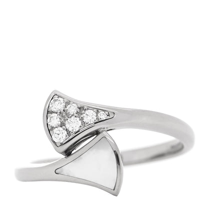 Bulgari 18K White Gold Diamond Mother of Pearl Divas' Dream Ring 54 6.75 1 of 10