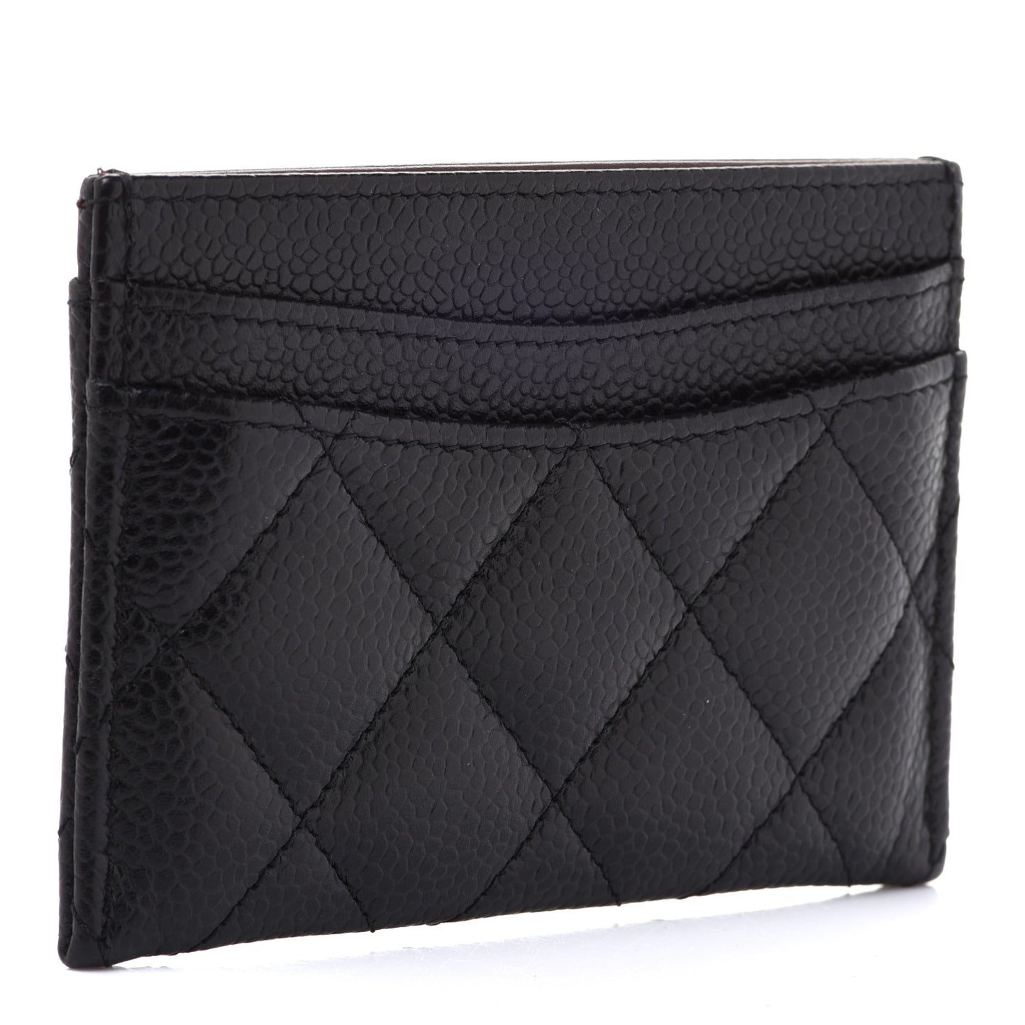 Caviar Quilted Card Holder Black