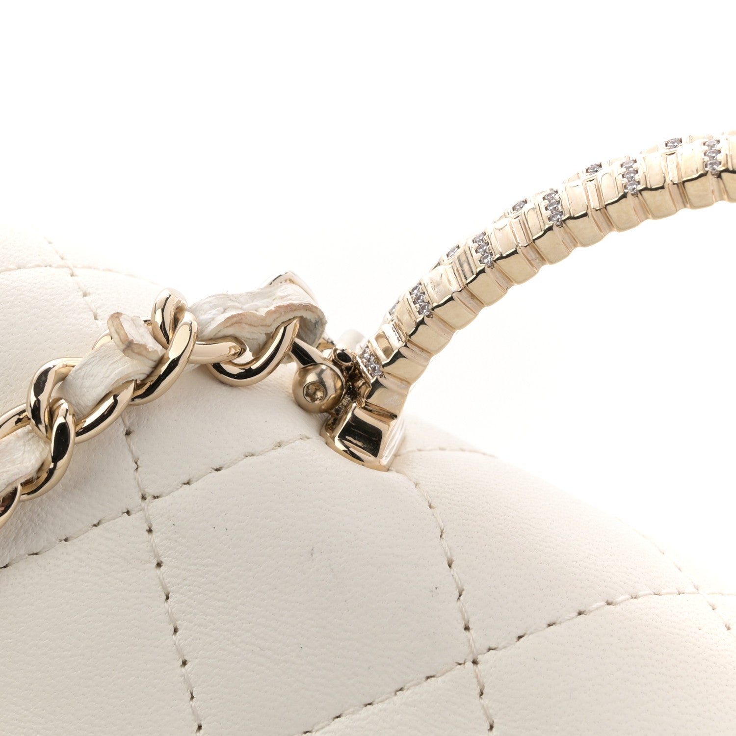 Chanel Lambskin Quilted Crystal Top Handle Rectangular Flap White 16 of 16