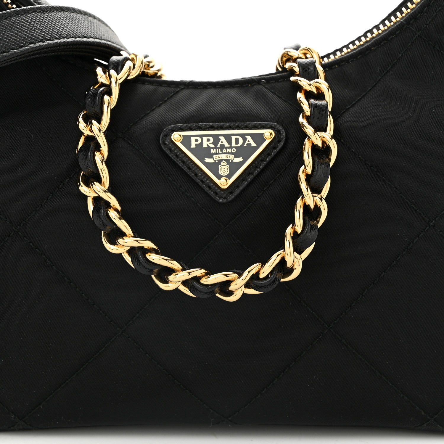 Prada Re-Nylon Saffiano Stitched Mini Re-Edition 1995 Chaine Shoulder Bag Black 8 of 10