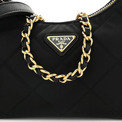 Prada Re-Nylon Saffiano Stitched Mini Re-Edition 1995 Chaine Shoulder Bag Black 8 of 10