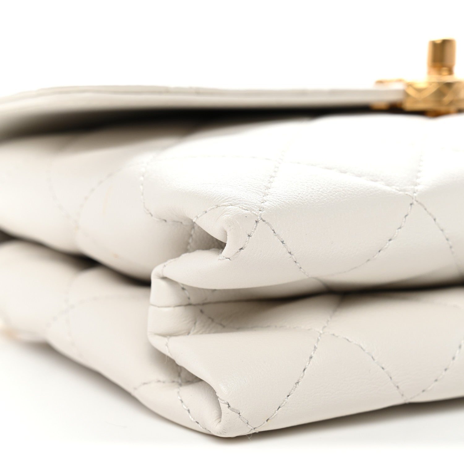 Chanel Lambskin Quilted Chain Bar Top Handle Flap White 9 of 10
