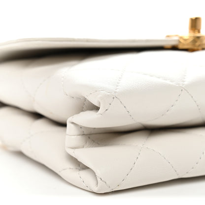 Chanel Lambskin Quilted Chain Bar Top Handle Flap White 9 of 10