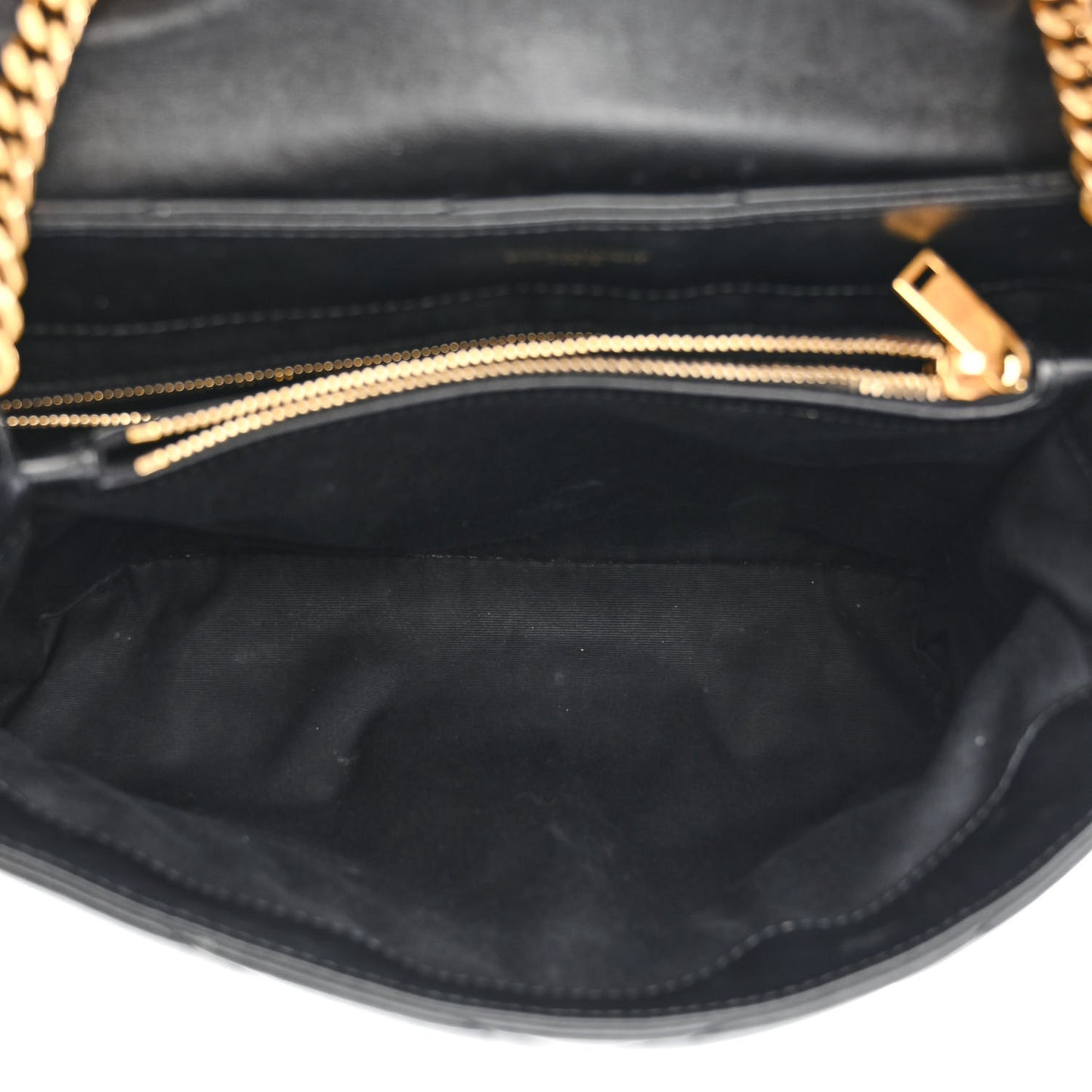 Calfskin Y Quilted Monogram Medium Loulou Chain Satchel Black
