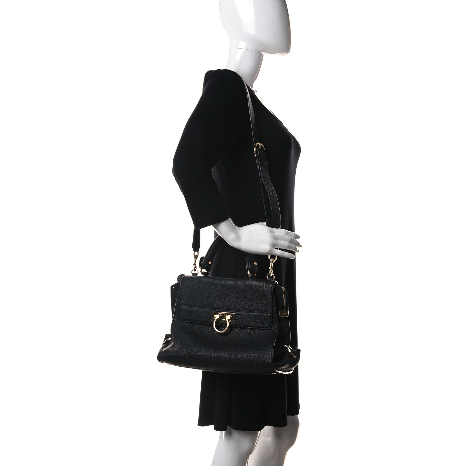 Salvatore Ferragamo Calfskin Medium Sofia Satchel Black 3 of 19