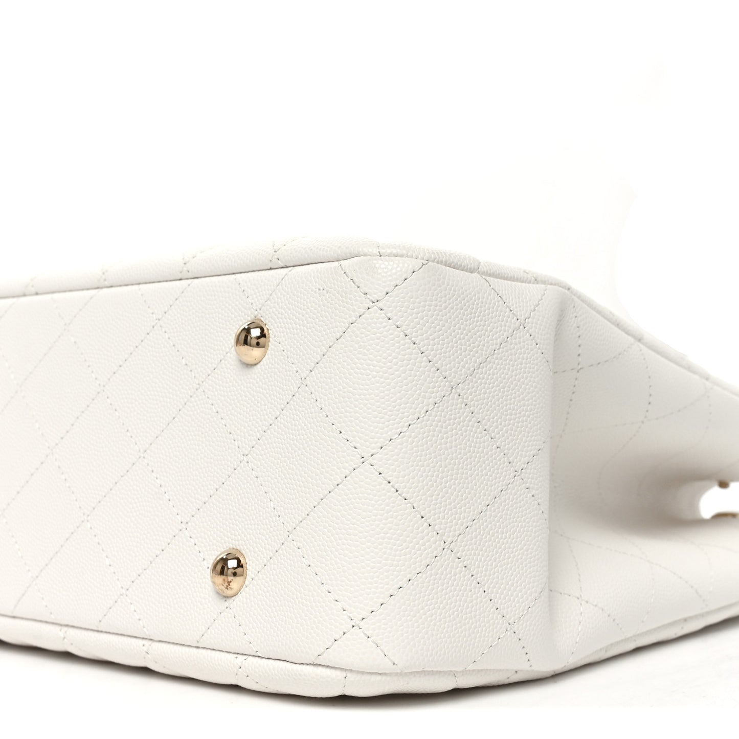 Caviar Quilted Large Classic Shopping Tote White