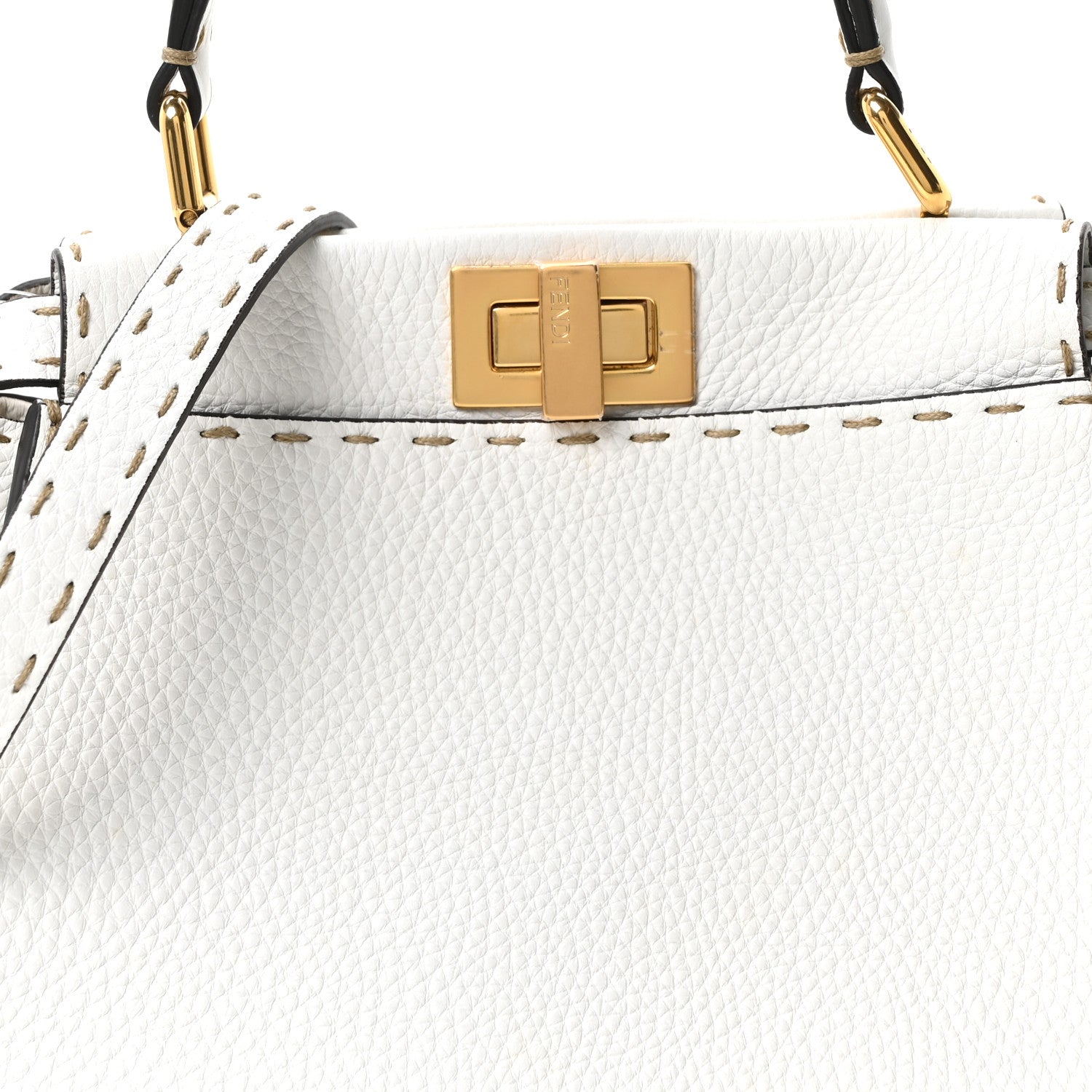 Fendi Cuoio Romano Selleria Mini Peekaboo Iconic Satchel White 7 of 9
