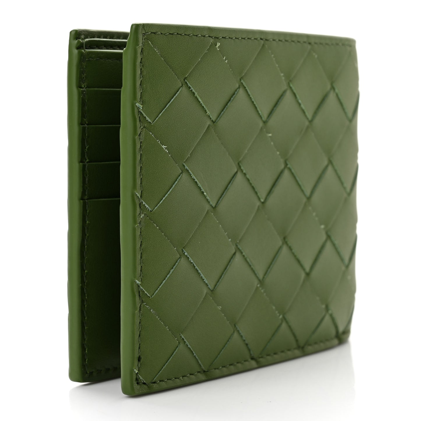 Nappa Intrecciato Bi-Fold Wallet Avocado