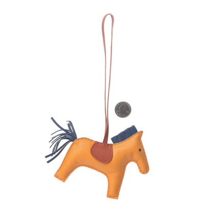 Hermes Milo Lambskin Grigri Rodeo Horse Bag Charm MM Jaune D'Or Bleu Agate Cornaline 2 of 3